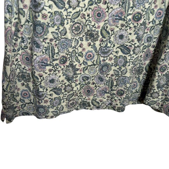 Loft T-Shirt Women's Large Green Floral Vintage Soft Crew Neck Short Sleeve Top - Picture 3 of 9